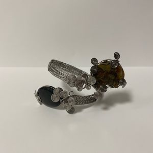 Ammonite and Black Tourmaline Chrysocolla Arm Band